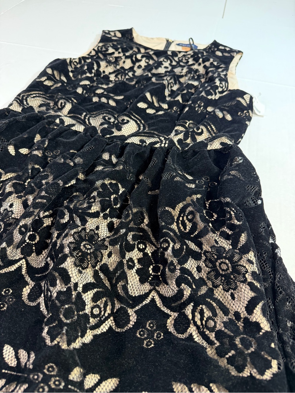 Tommy Hilfiger Black Lace Overlay Dress with Nude Underlay - Picture 3 of 15